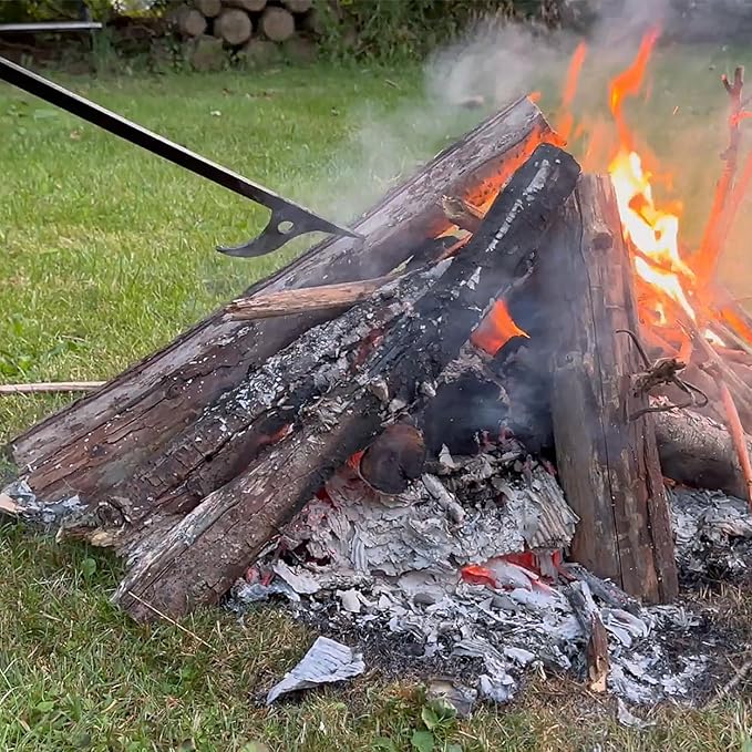 28" Firewood Tongs Log Grabber for Thick Logs Outdoor Indoor Camfire Firepit Bonfire Fireplace Tongs Heavy Duty Wrought Rustproof Safely Moves Firewood