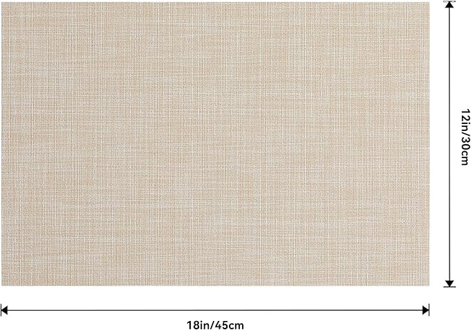 Leetaltree Beige Placemats Set of 4 - Heat Resistant Non-Slip Place mats for Dining Table, Washable Durable PVC Vinyl Woven Table Mats(Beige, 4)