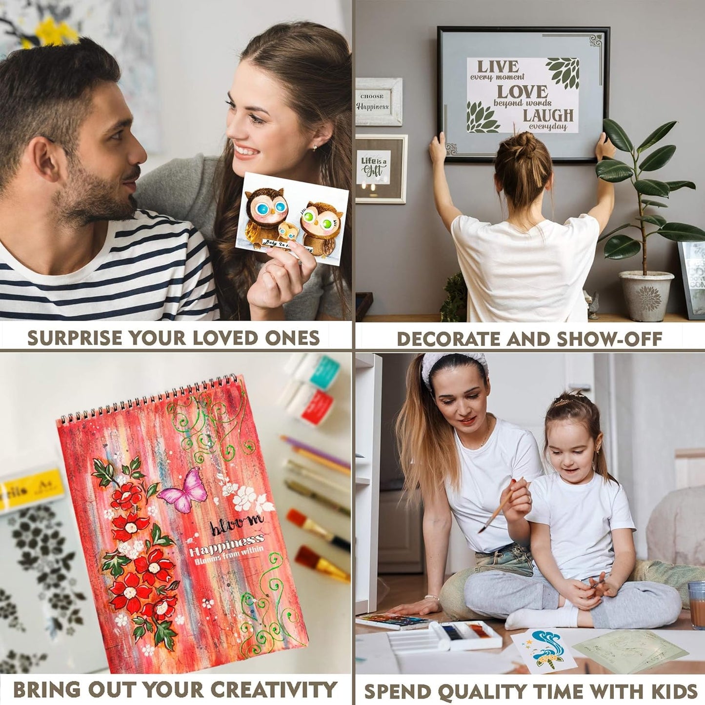 CrafTreat Reusable Geometric Stripe Stencils for Painting on Wood, Wall, Tile, Canvas, Paper, Fabric and Floor - Stripes - 6x6 Inches - DIY Art and Craft Stencils