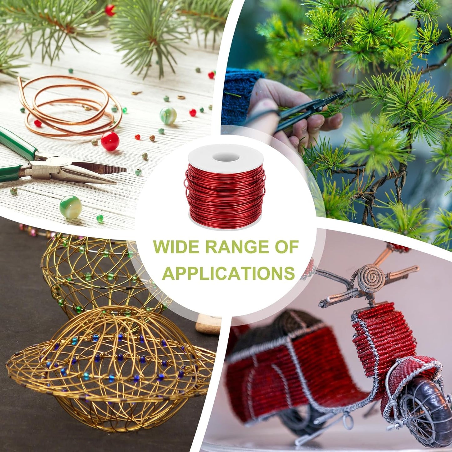 MECCANIXITY 15 Gauge Anodized Aluminum Craft Wire Bendable Bonsai Training Wire 223 Feet 1.5mm for Sculpting Crafts Wreath Floral Beading Jewelry Making, Red