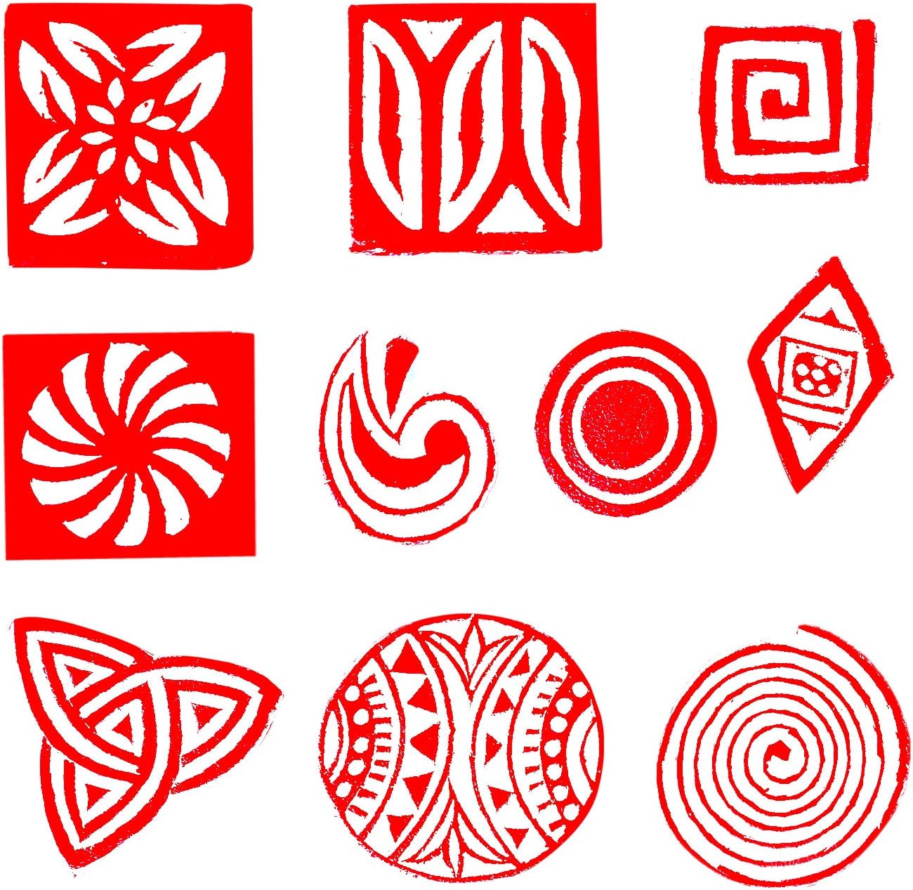Royal Kraft Geometric Wooden Printing Stamps (Set of 10) - DIY Henna Fabric Textile Paper Clay Pottery Blocks Htag2162