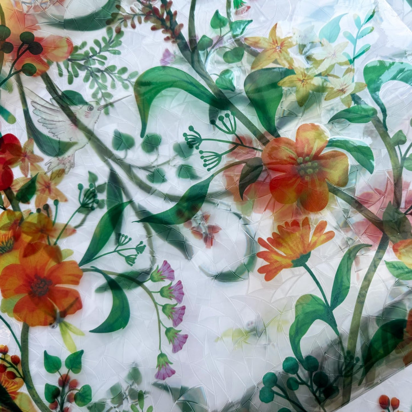 Stained Glass Window Film Static Cling Door Privacy Film Decorative Flowers Green Leaves Window Decals Stickers Heat Control Anti UV for Home and Office,23.6 inches by 78.7 inches