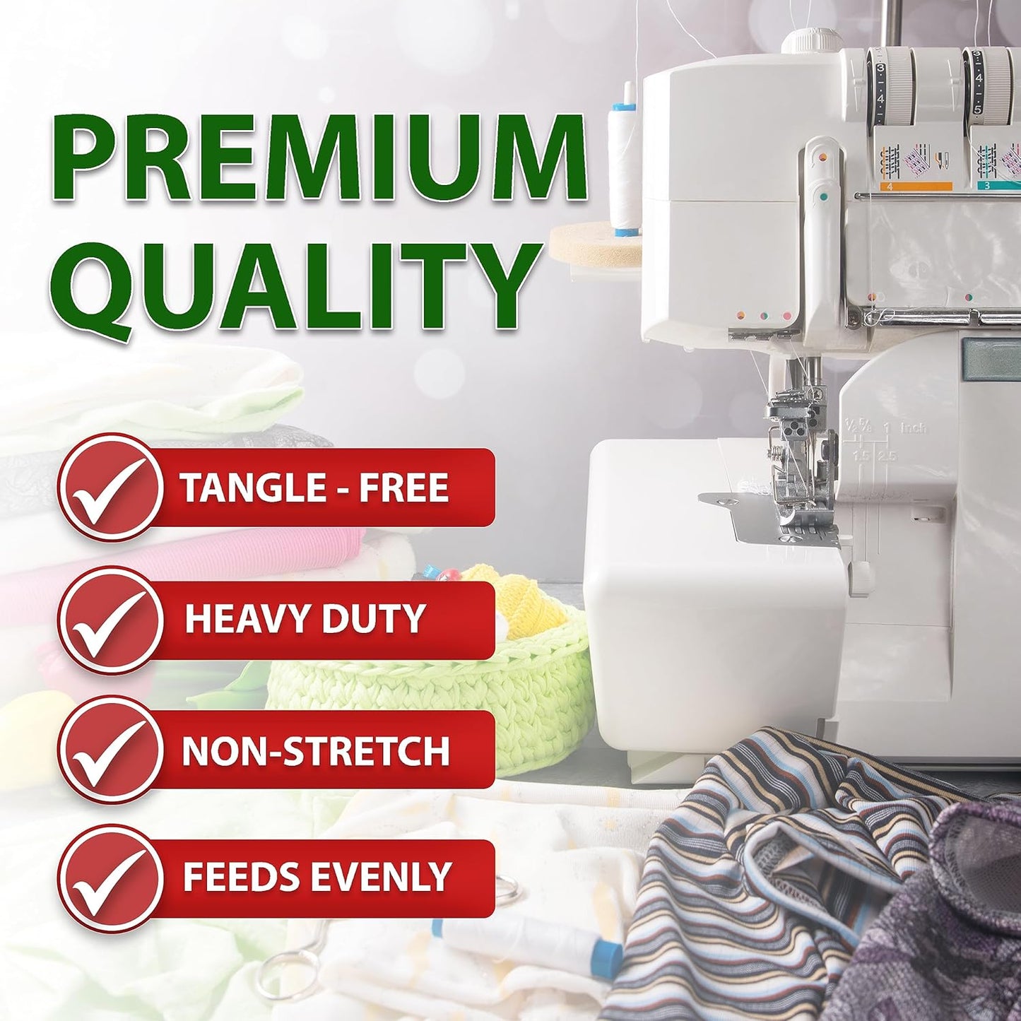 Mandala Crafts 4 Pack of Serger Threads Cones Spools - 40S/2 4000 Yards Polyester Rainbow Threads for Sergers Machine and Overlock Quilting Sewing Machine