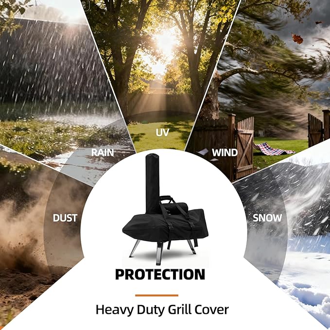 NOELIFE Carry Cover for Ooni Karu 12 and Karu 2 Pizza Oven, Waterproof Pizza Oven Accessories for Ooni 12 with Seperate Chimney Bag, with Bottom Straps for Fixation (Oven Not Included)