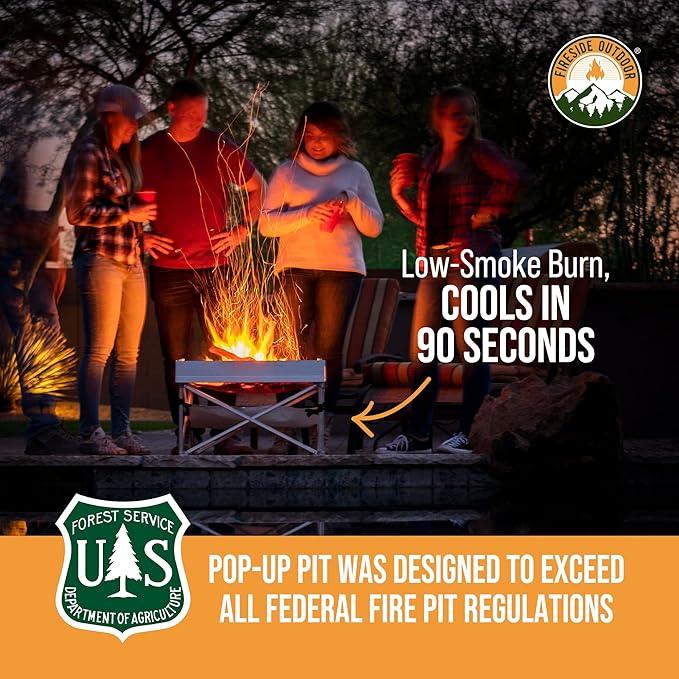 Fireside Outdoor Portable Fire Pit for Camping, Portable Fire Pit Grill for Backyard, Outdoor Firepit with Heat Protect, Camping Firepits, Standing Bonfire Outside for Backyard, 8 lb Weights - 24 inch