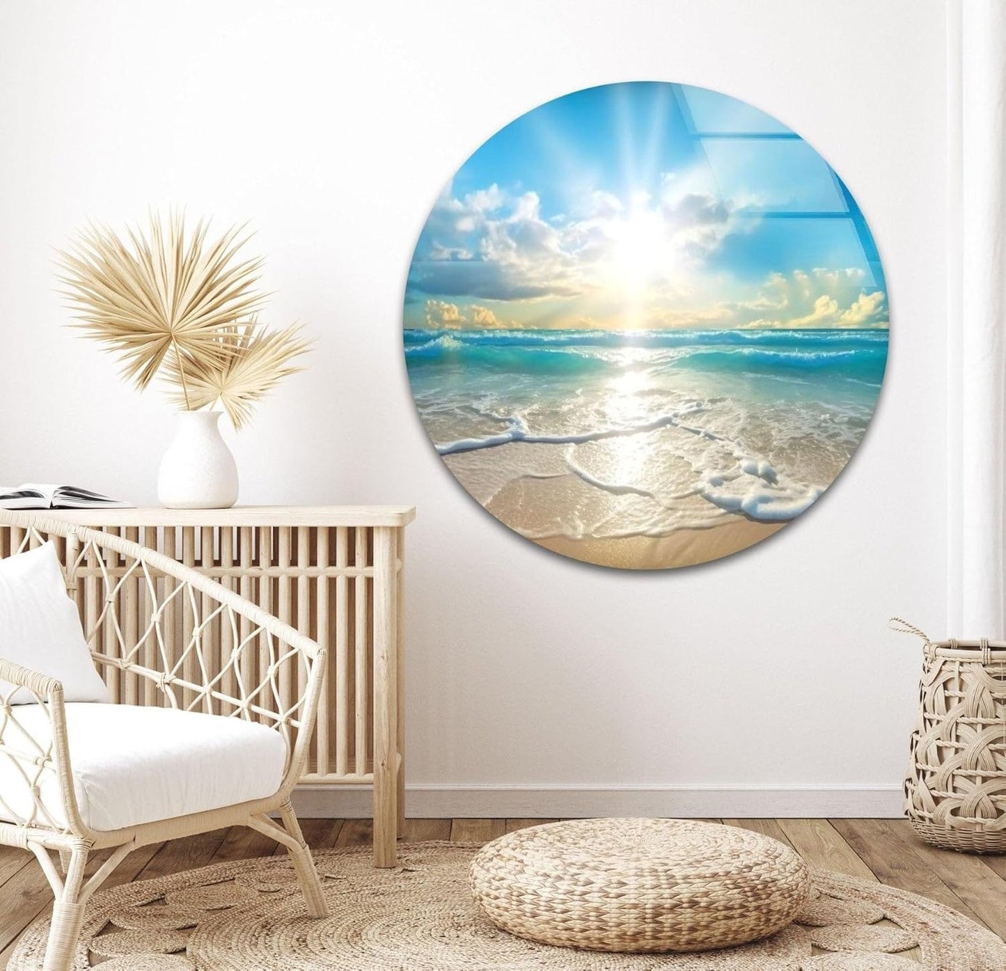 My Photostation.com 60WX40H'' Beautiful Sunset & Ocean Glass Wall ArtTempered Glass Printing Wall Decor Large Wall Art Wall Hangings