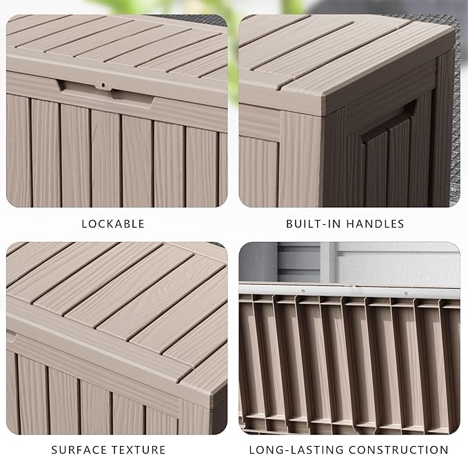 80 Gallon Waterproof Resin Deck Box, UV Resistant Outdoor Storage for Garden, Patio, Porch, Delivery(Black,80 Gallon)