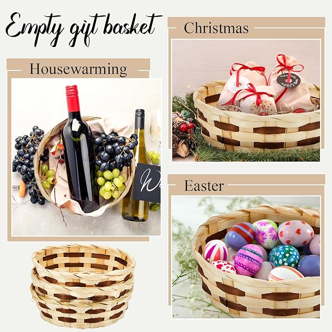 Sintuff 60 Pcs Small Woven Basket Round Bamboo Gift Baskets 6. 5 x 2 Inches Wicker Berry Bread Fruit Basket Empty Food Serving Baskets for Picnic Kitchen Restaurant