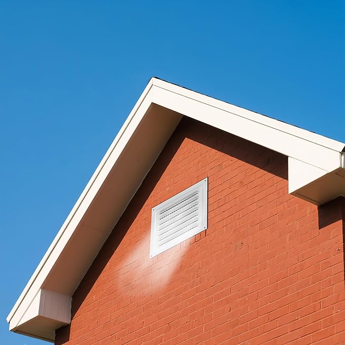 2pcs Attic Vent Soffit Vent Aluminum Wall Vent Metal Shed Vent Square Vent Louver Vent Grille with Built-in Insect Screen for Exterior Door House Attic Garage Ceiling (White 12" x 8"-2 Pack)