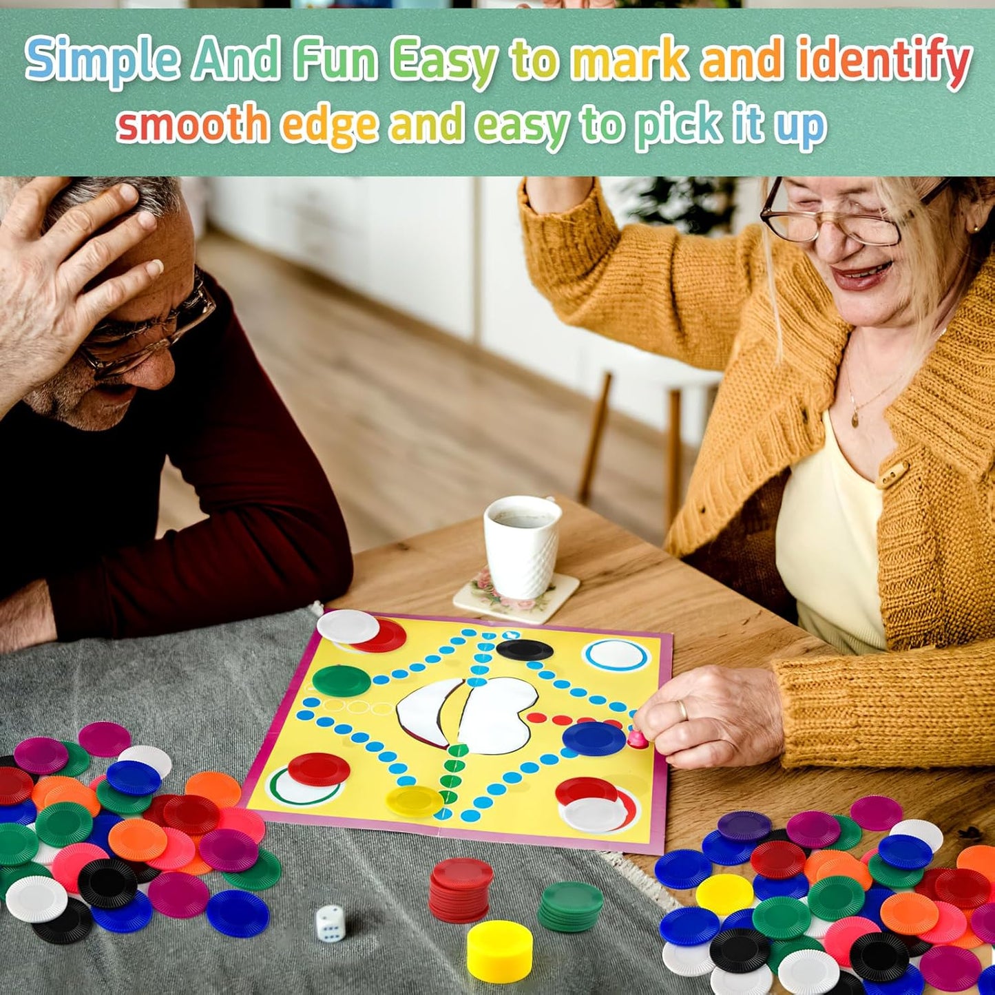 Coopay 4000 Pieces 10 Colors Plastic Poker Chips, 1 Inch Bingo Chips Bulk Learning Counters Disks Poker Card Game, Counting Markers for Math Practice, Game Tokens and Teaching Rewards, 25 mm