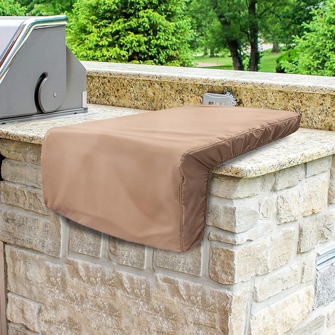 Cover for Lynx Double Side Burner Built-in,Heavy Duty 600D Waterproof Outdoor Grill Burner Cover with Plush Lining,28''L x 13''W x 13''H,Khaki