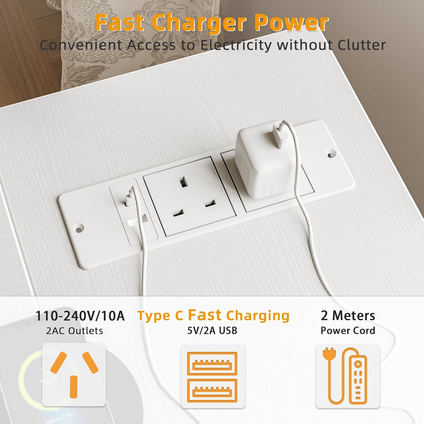 TIQLAB L Shaped Computer Desk with Power Outlets, 47 Inch Small Corner Desk with Reversible Shelves, Gaming Desk Computer Table Study Writing Desk for Home Office Small Space, White