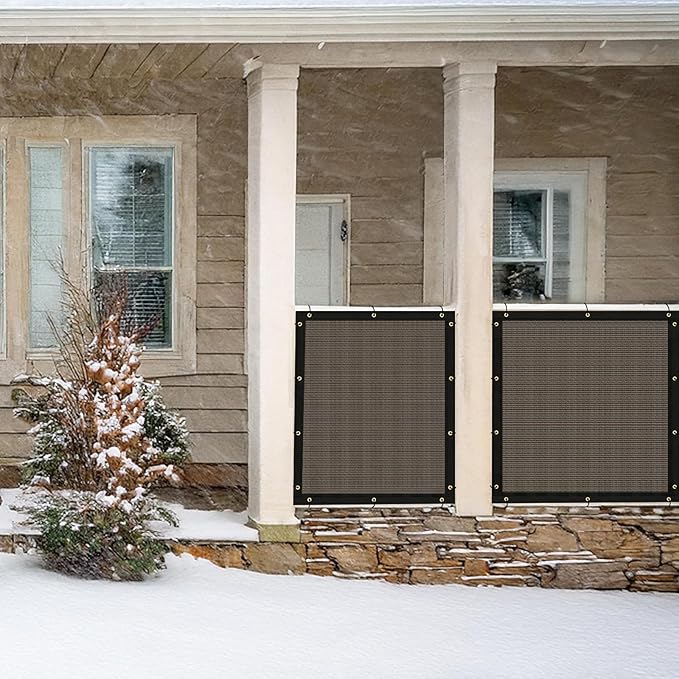 UPGRADE Privacy Fence Screen 8'x3' Brown Outdoor 90% Visibility Blockage 170 GSM Mesh Shade Cover Panels for Backyard,Balcony,Home Decoration with Zip Ties,Customized Avaliable