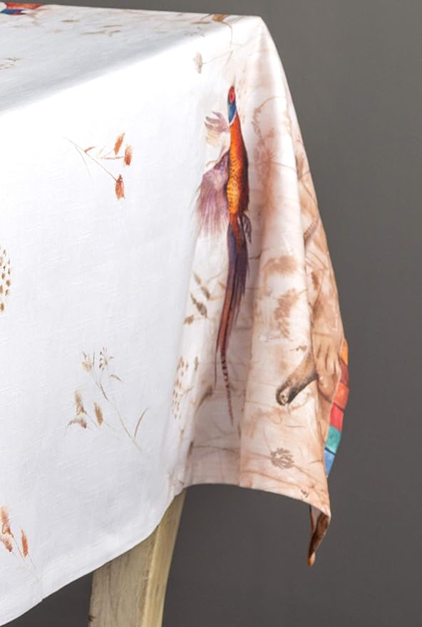 Maison d' Hermine Table Cloth Rectangle Table 100% Cotton 60 x 90 Inches Fall Tablecloth Reusable Everyday Use for Thanksgiving Christmas Decorations Dining Farmhouse Party (Faisan D'Automne)