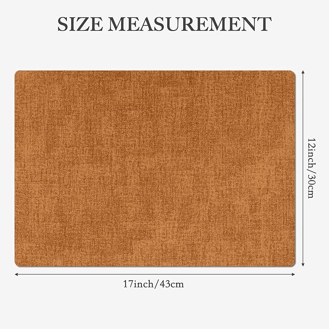 Faux Leather Heat Resistant Fall Placemats Set of 4 – Waterproof Oilproof Wipeable Dining PU Vinyl Place Mat Easy Clean Table Mats for Kitchen/Dining/Party/Holiday, Orange