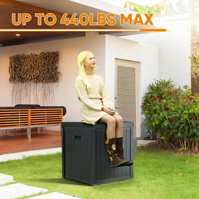ZYJOYY 51 Gallon Resin Deck Box, Outdoor Storage Box Waterproof for Patio, Garden, Pool, and Deck, Storage Solution for Cushions, Tools, Delivery Packages, Grey