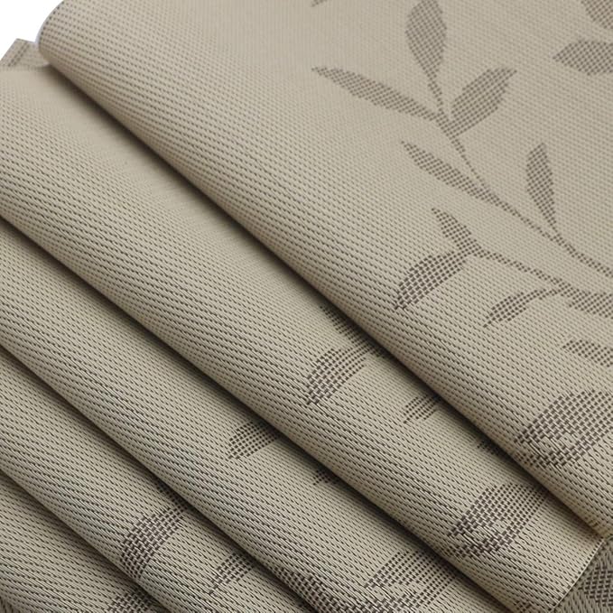 Gugrida Place Mats PVC Set of 6, Table Placemats Set of 6 PVC Washable Woven Vinyl Place Mats Heat Insulation Top Meal Mat Table Mats Natural Color (6 pcs, Gold Leaves), 18 x 12 inches