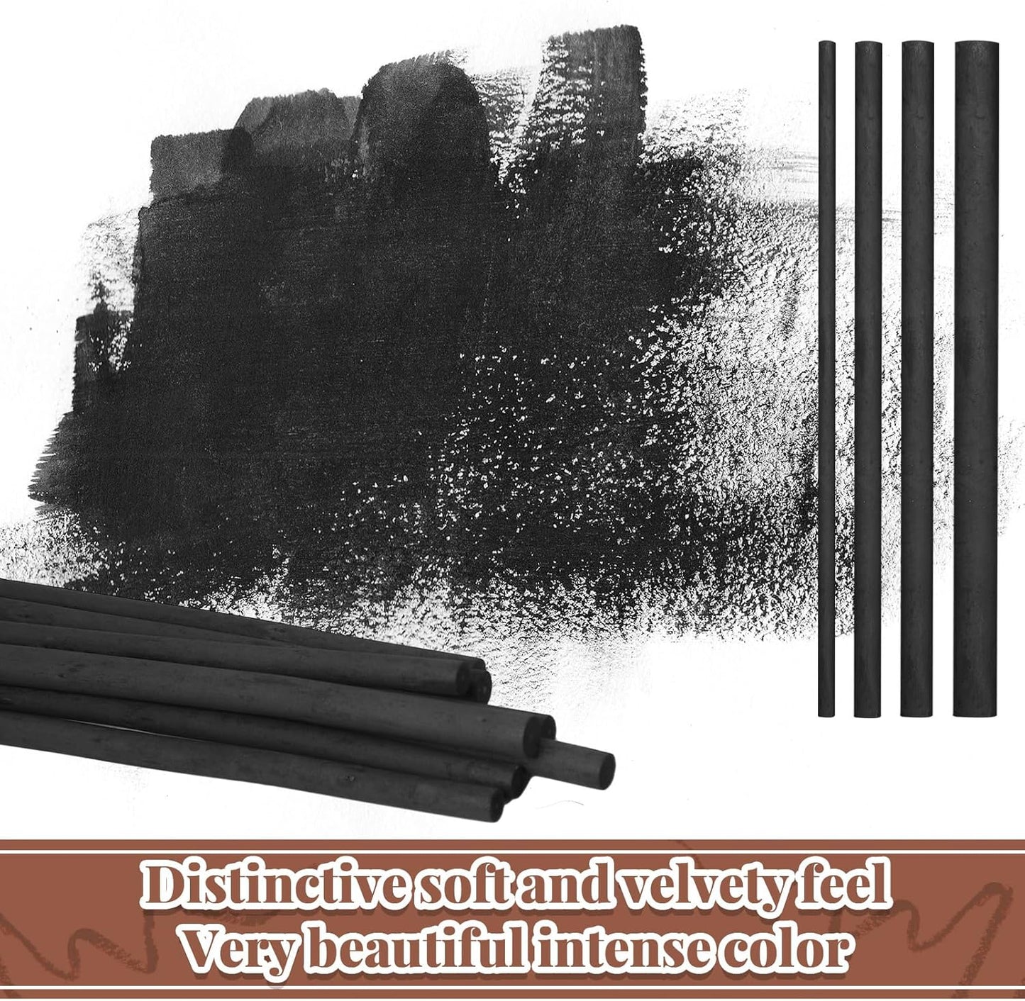 Gueevin 24 Pcs Willow Charcoal Sticks, Willow Charcoal, Artists, Beginners, Students, Perfect for Sketching, Drawing, Shading, and Fine Art Christmas Gifts for Art (2-4mm,4-5mm,5-7mm,7-9mm)