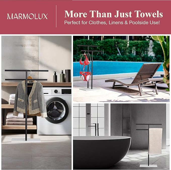 Towel Stand – Freestanding Towel Rack for Bedroom & Bathroom, Heavy-Duty Towel Drying Rack with Sturdy Base, Stylish Modern Free Standing for Spa & Home 1.6'x2.7'x0.7'