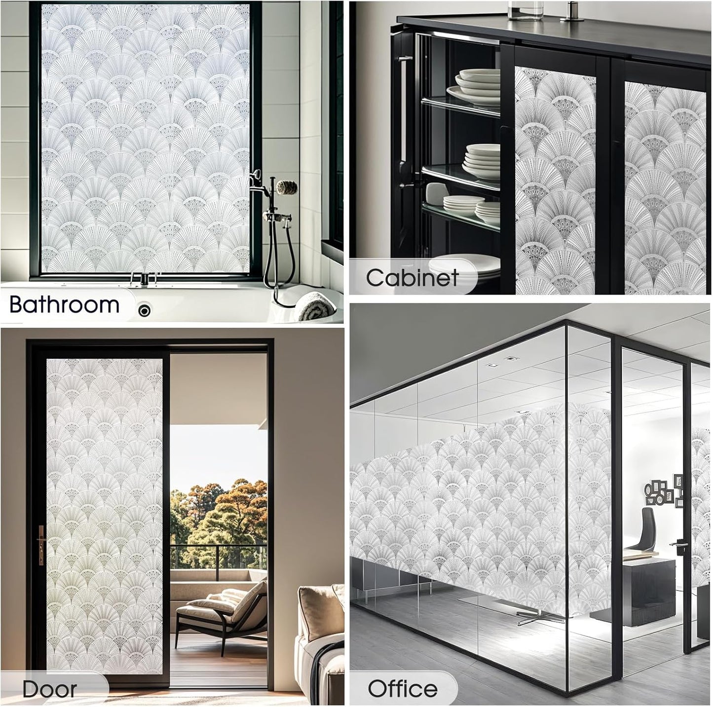 Beautyhero Window Privacy Film, Frosted Reeded Glass Cling, 3D Decorative Coverings with UV Blocking, Static Cling Tint for Bathroom Doors Cabinet