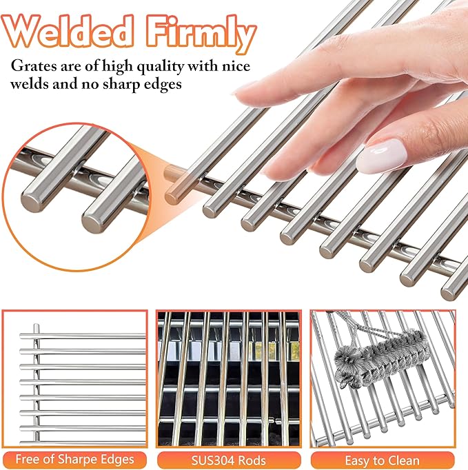 19.5" Grill Grates for Weber Genesis 300 Series,Cooking Grates for Weber Genesis E310 E320 E330 S310 S320 S330, Replacement Parts for Weber 7528/7524, 304 Stainless Steel