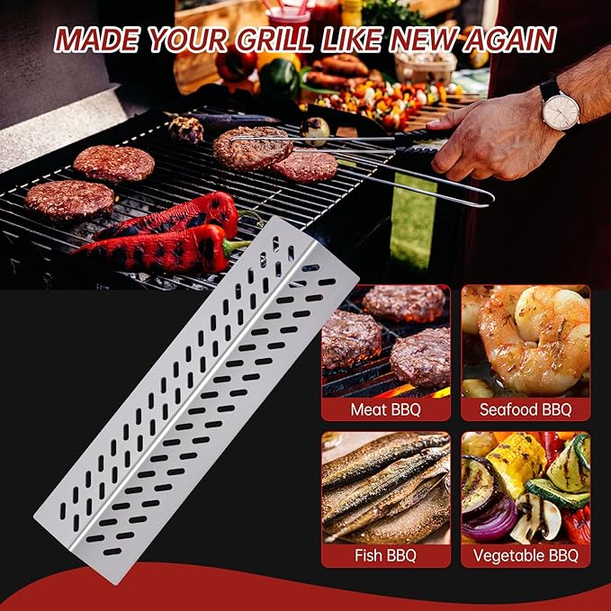 9MM 16517 Grill Grates 16GA Grill Heat Plates for 16631 16520 Bull Grill Replacement Parts, BBQ Bull Brahma 5 Burner 57568, 57569, 57568CE, 57568AGA, 57569CE, 57569AGA, Stainless Steel Grids
