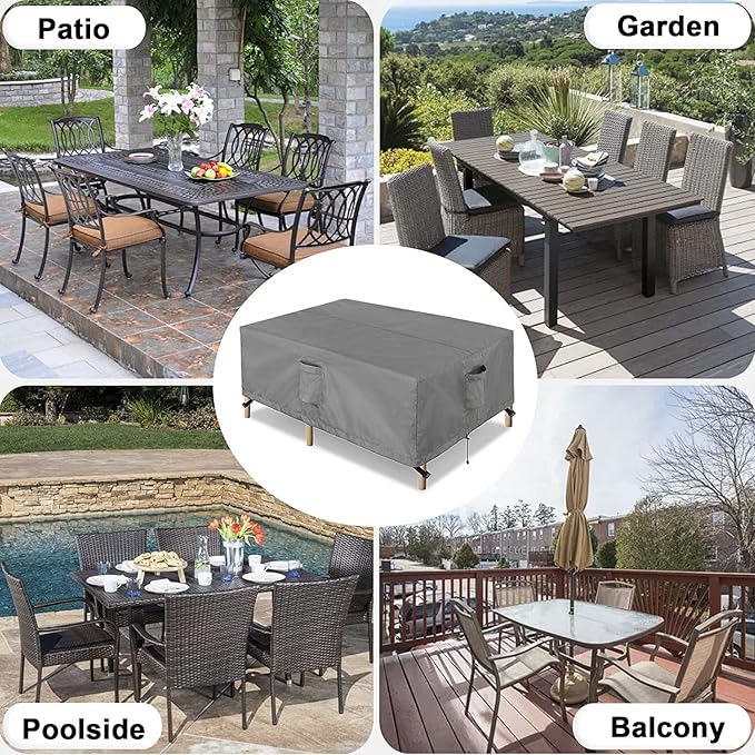 OutdoorLines Outdoor Waterproof Patio Table Furniture Set Covers - Square Couch Sectional Cover Outside Weatherproof Patio Furniture Covering for Deck, Lawn and Backyard 74" L x 74" W x 28" H, Grey