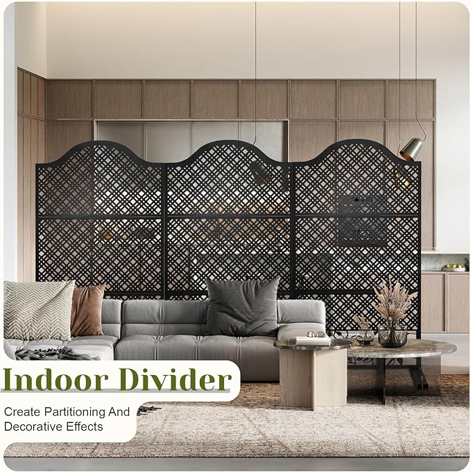 Outdoor Freestanding Decorative Privacy Screen 72" H×47" W Metal Room Divider Garden Fence Panels for Balcony, Backyard, Patio, Deck, Entrance
