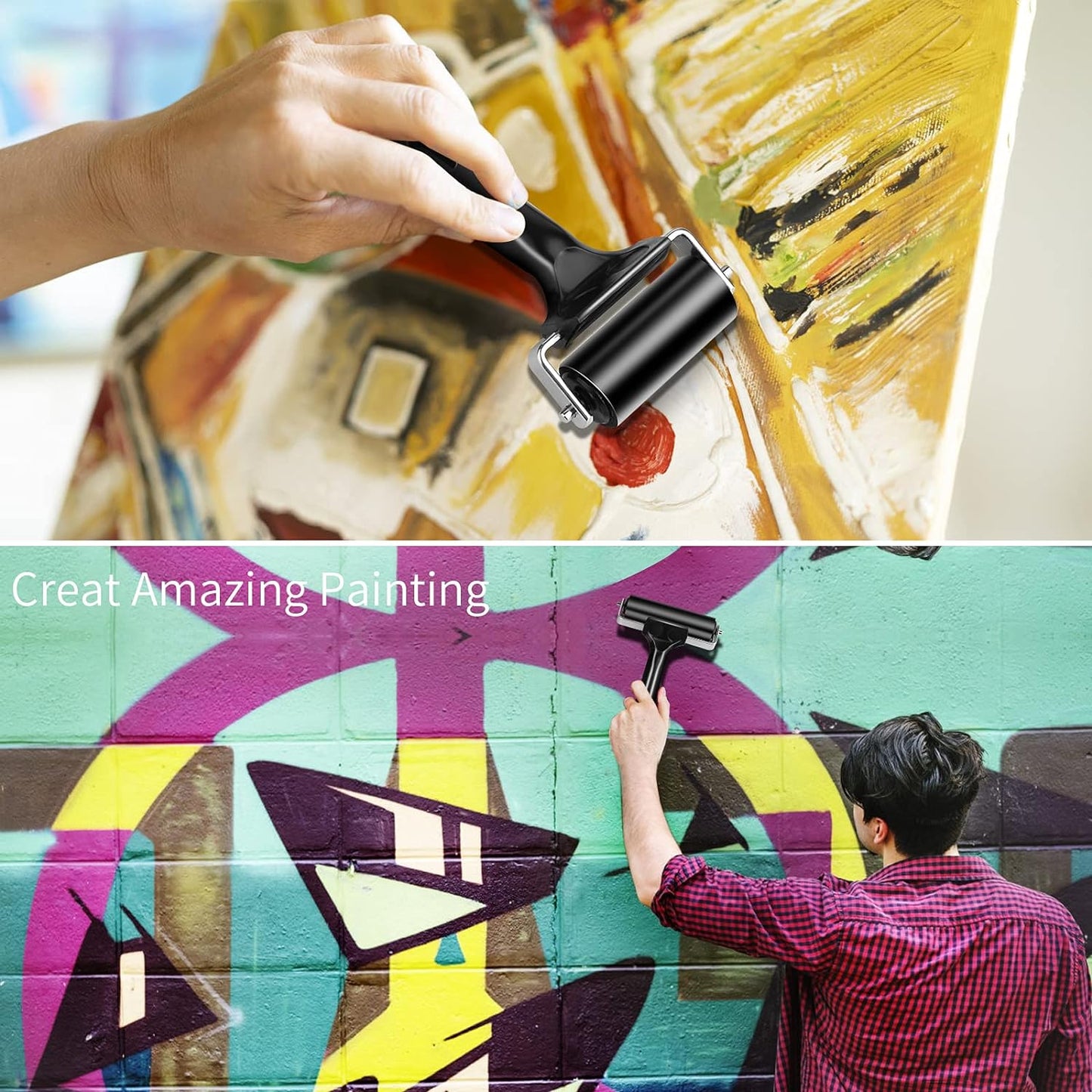 2.2 Inch Rubber Roller Tool, Rubber Brayer Roller for Printmaking by HRLORKC