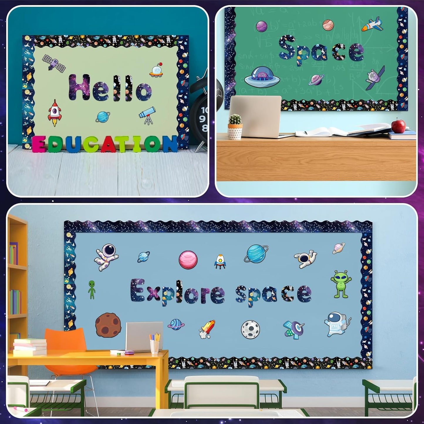 221 Pcs Bulletin Board Letters Round Alphabet Number Punctuation Symbol Combo Letter Cutouts Classroom Decoration for School Classroom Chalkboard Poster Board(Space Round)