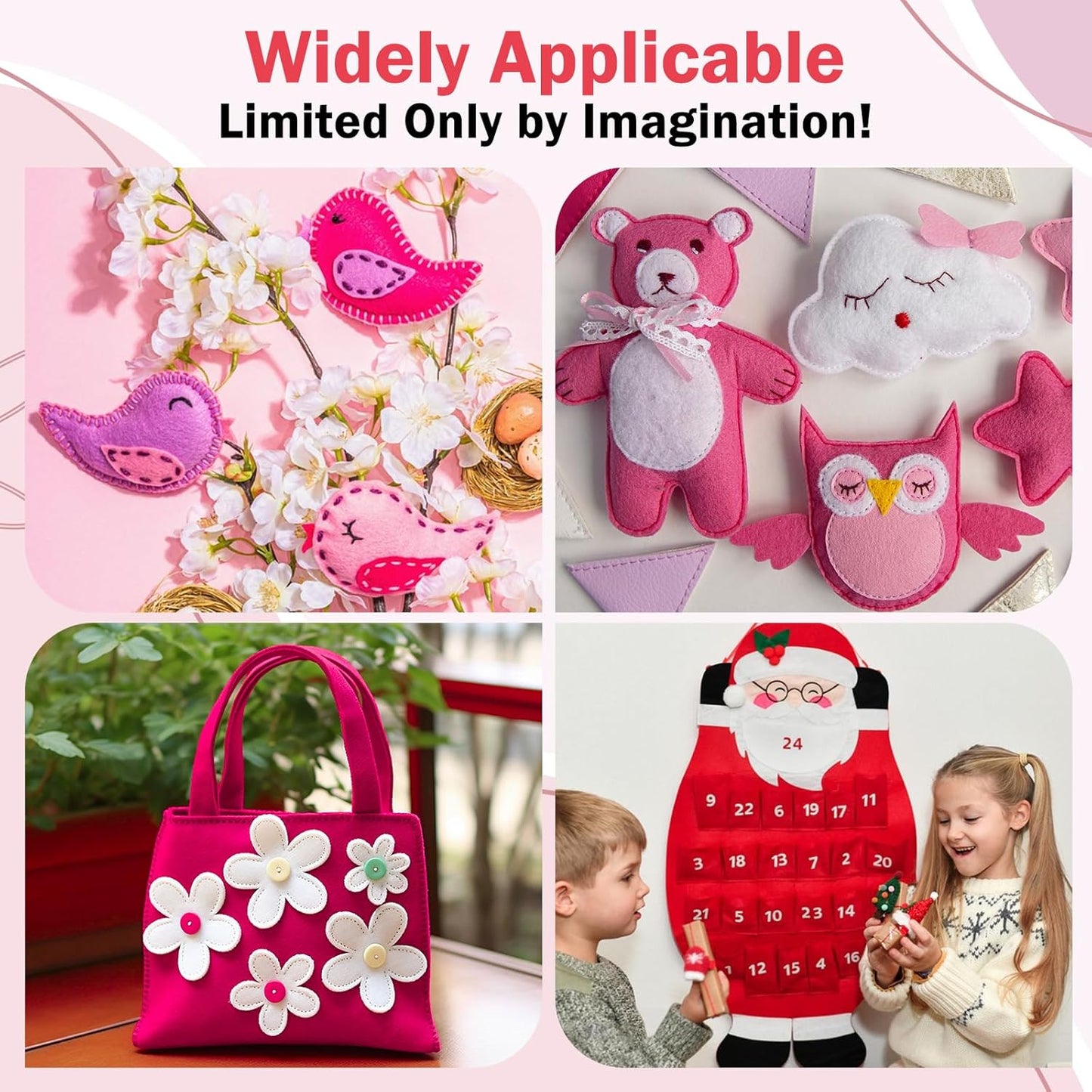 12 Rolls 8"x35"(20.5x90cm) 1.4mm Thick Soft Felt Fabric Sheet 12 Assorted Pink Series Colors Felt Pack for DIY Craft Sewing Squares Nonwoven Patchwork