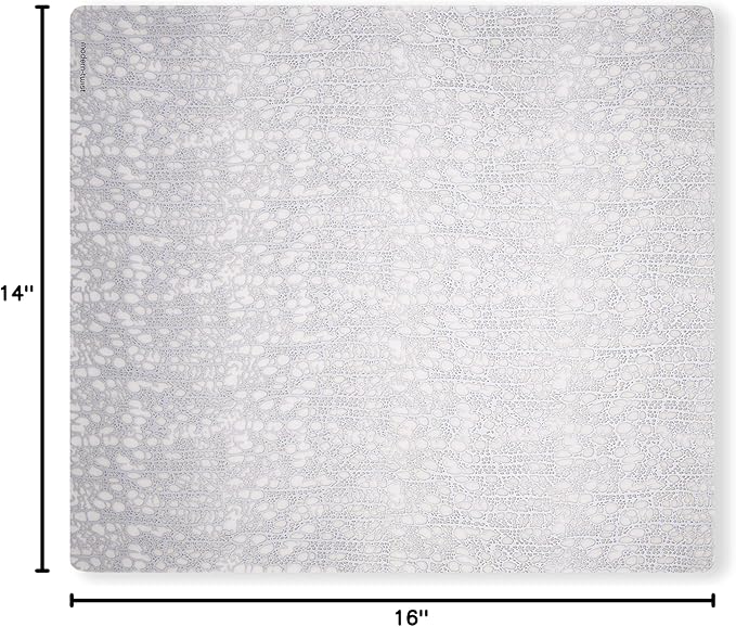 modern-twist 14" x 16" Silicone Rectangular Placemat, BPA, PVC-Free Table Mat, Dishwasher Safe, Cocoon Print in Silver, Pack of 1