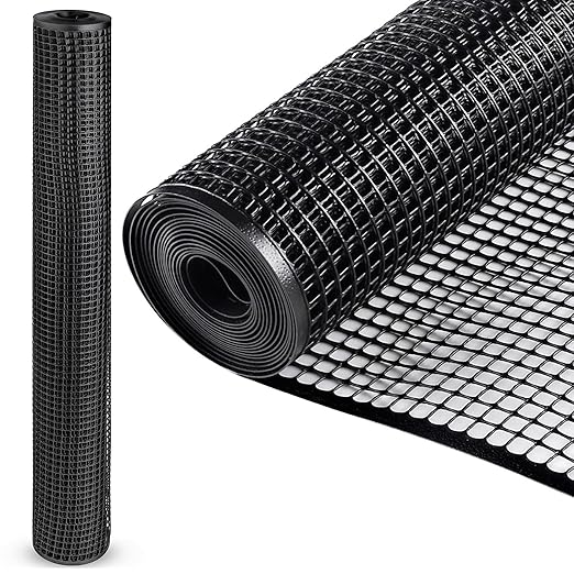 ZEBRO Plastic Hardware Mesh Screen & Fence Roll (2' x 25' - Black) for Balcony, Patio & Porch - Safety Barrier to Protect Pets & Kids Around the Home