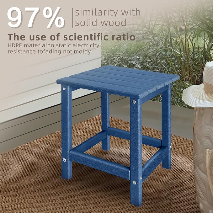 Outdoor Side Tables Adirondack, HDPE Small Table for Patio,Outside End Table for Porch, Deck, Pool, Weather Resistant/Easy Maintenance