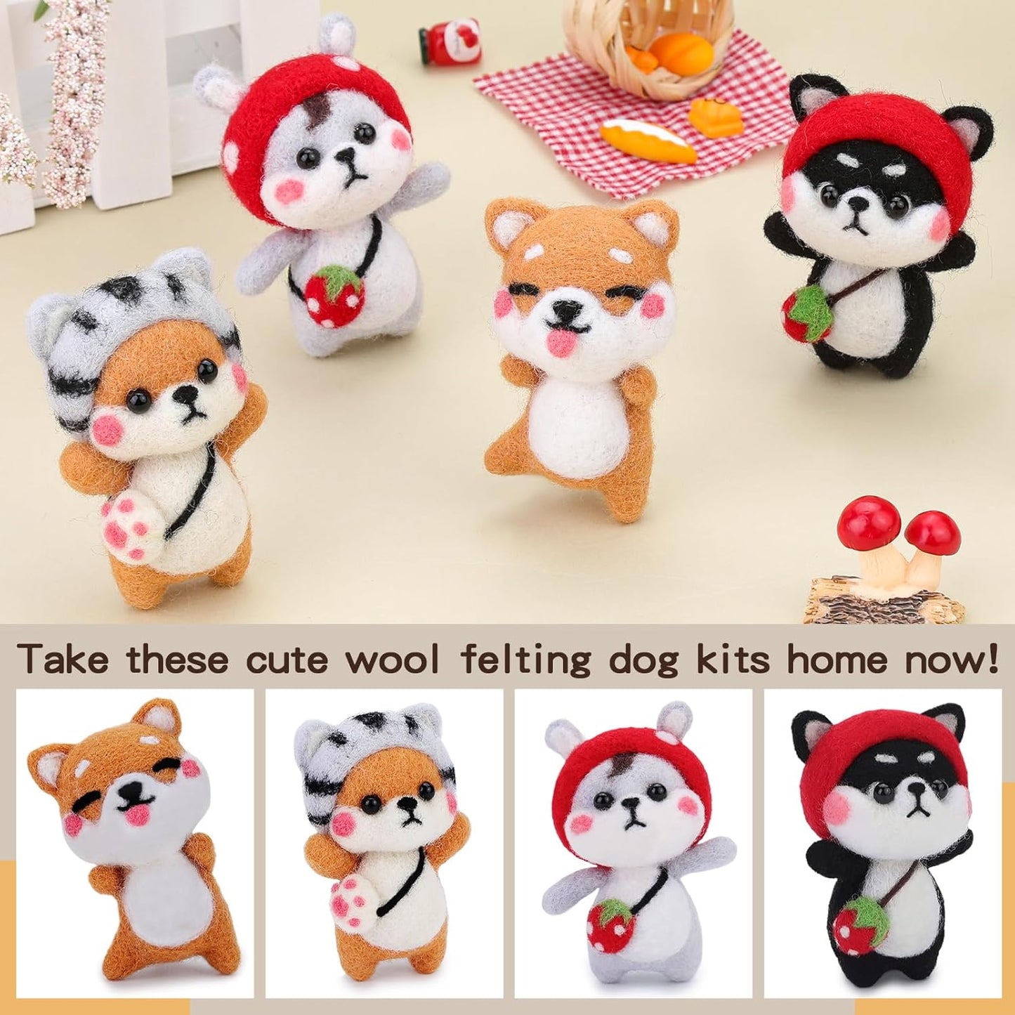 Needle Felting Kit for Beginners, Needle Felting Starter Kit with 6 Pcs Colorful Needle Felting Needles and Instructions, Wool Felting Supplies for Festival and Crafts