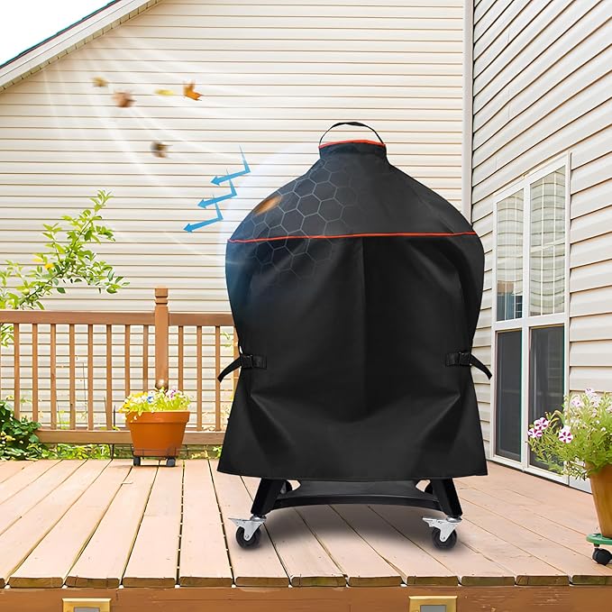 Heavy-Duty 600D Grill Cover fit for Kamado Joe KJ15080320 Kettle Joe and Other 22 inch Charcoal Kettle Grill with Similar Sizes, 28" Dia x 39" H