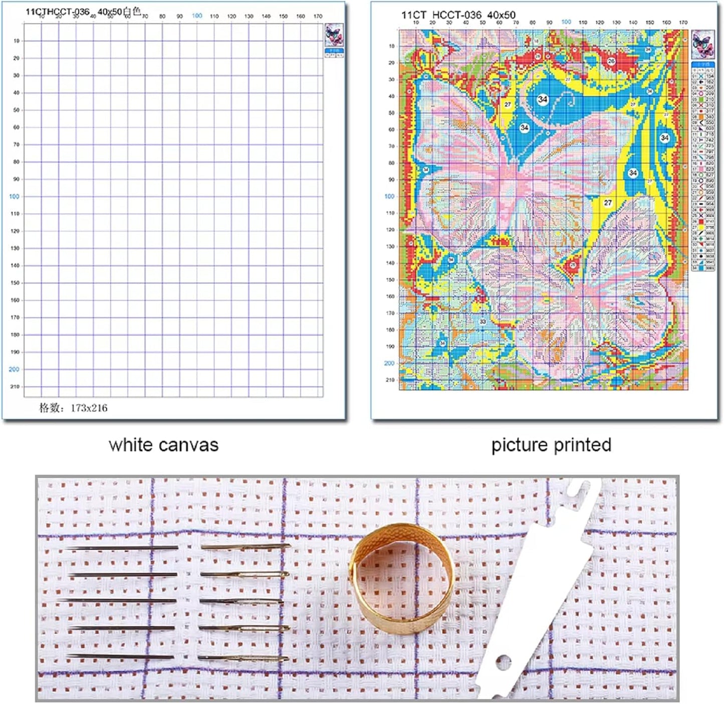Redxing Stamped Cross Stitch Kits Full Range of Embroidery Starter Kits- Needlepoint Counted Cross Stitch Kits for Beginner Adults 11CT Printed Embroidery Kit-Magic Owl 18x18 inch