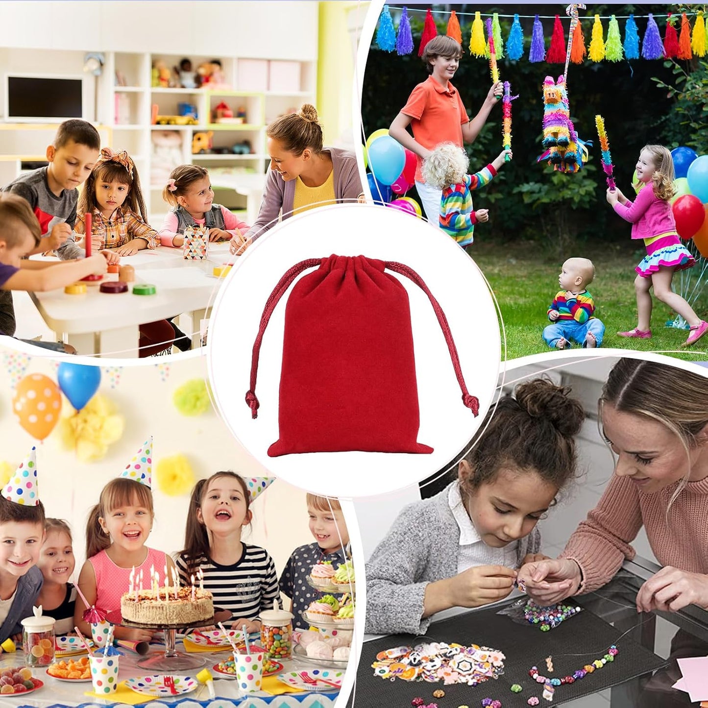 Velvet Drawstring Jewelry Bag, 50Pcs Wine Red Coin Pouch, 3x4 Dice Bag, for Wrapping Halloween Party Favors or Gifts for Friends, Small Bussiness, Palm Crosses, Customers, For Church