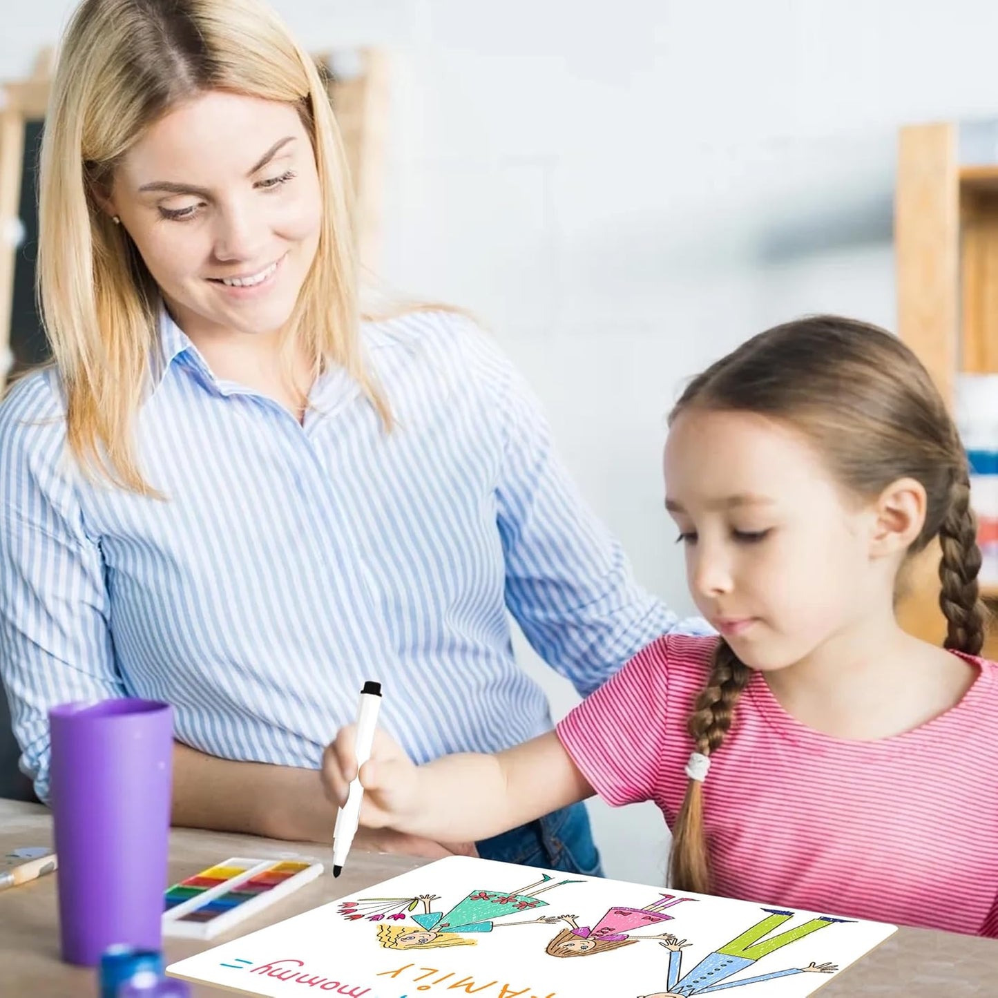 12PCS Dry Erase Boards,9"x12" Double Sided Small Whiteboards with Lines,Students,Education Teacher Classroom,Mini Portable Drawing Learning Lapboards with Colors Pens and Erasers.