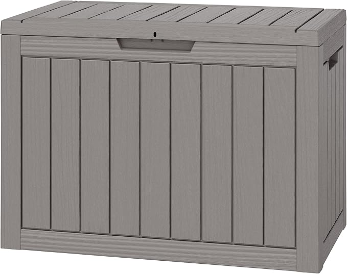 KAMABOKO 45 Gallon Outdoor Storage Box, All-Weather Deck Box for Patio Furniture, Package Deliveries, Garden Tools, Pool Supplies & Cushions, Grey