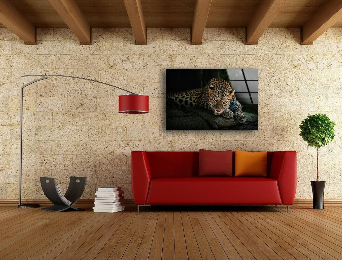 My Photostation.com Round 31,5'' Fierce Leopard Glass Wall ArtTempered Glass Printing Wall Decor Large Wall Art Wall Hangings