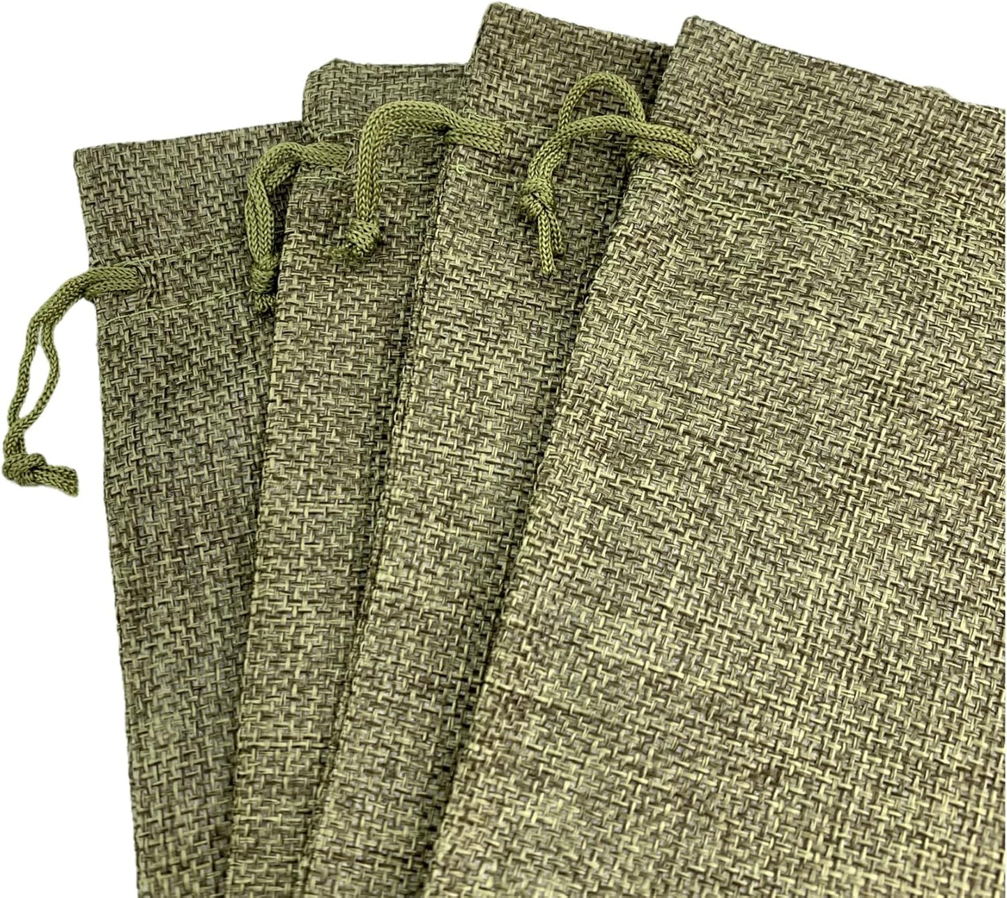 Palmhomee Pack of 25 Burlap Gift Bags with Drawstring Linen Pouches for Wedding, Birthday, Party, Bridal Shower (5x7 Inch, Moss Green)
