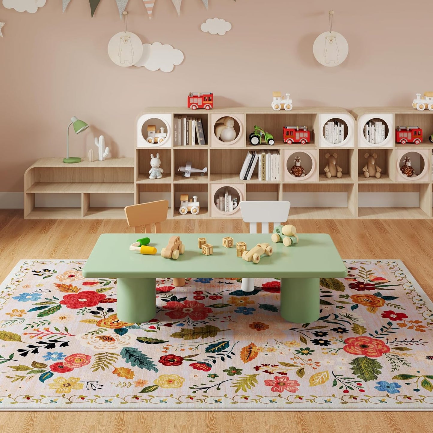 Rugcomf Area Rugs 8x10 Rug for Living Room Clearance Washable Boho Area Rug Non Slip Floral Vintage Low Pile Large Rug for Living Room, Bedroom, Farmhouse, Dining Room, Kids Playroom(Beige)