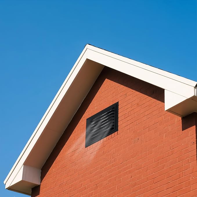 2pcs Attic Vent Soffit Vent Aluminum Wall Vent Metal Shed Vent Square Vent Louver Vent Grille with Built-in Insect Screen for Exterior Door House Attic Garage Ceiling (Black 12" x 8"-2 Pack)