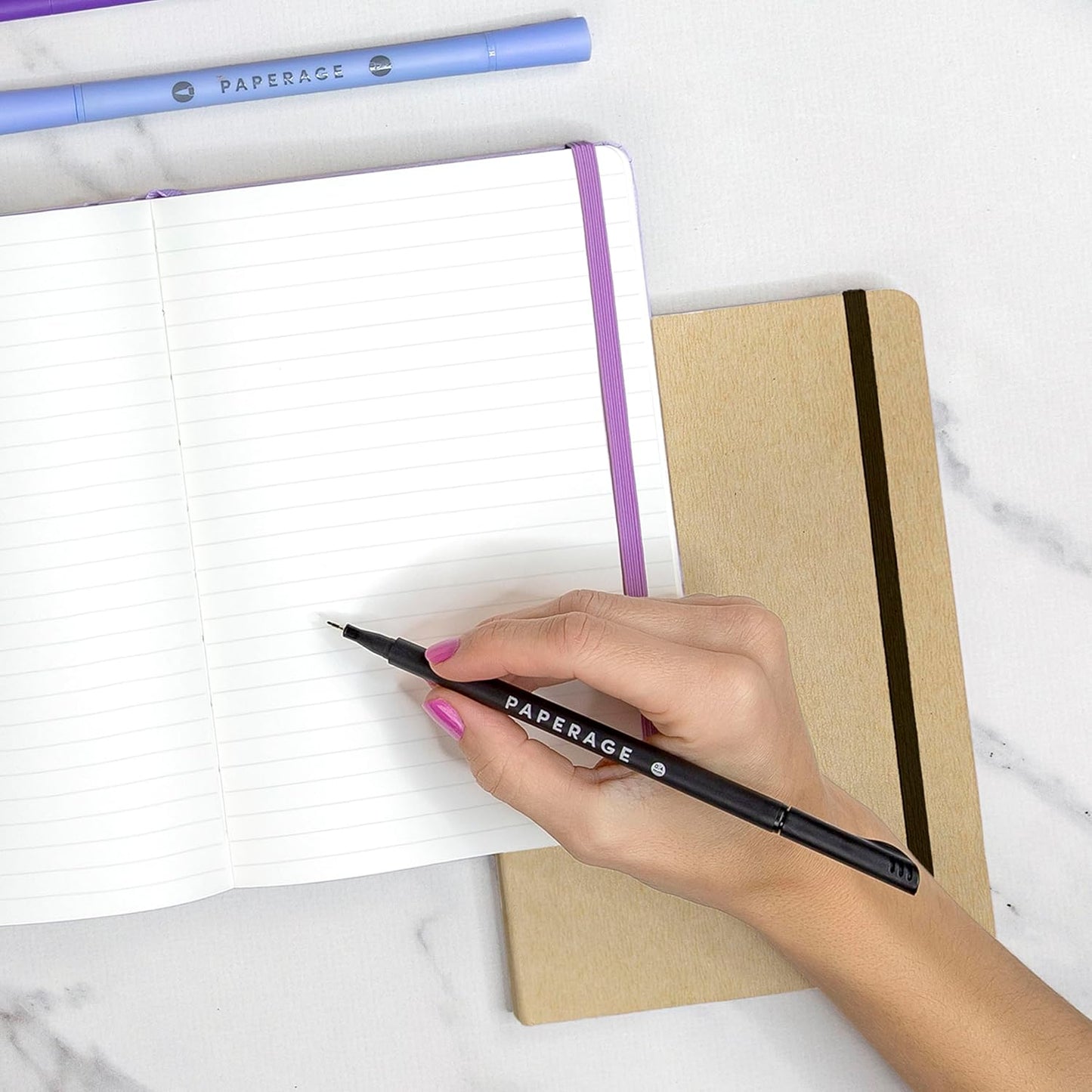 PAPERAGE Recycled Lined Journal Notebook, (Olive), 160 Pages, Medium 5.6 in x 8 in - 100 GSM Thick Paper – College Ruled, Hardcover Journaling Notebook for Work, School & Note Taking