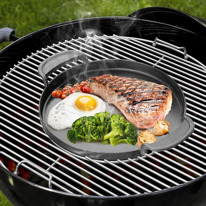 only fire Stainless Steel Grill Grate, Gourmet BBQ System Replaced Double-Side Hinged Cooking Grate for Weber 22" Charcoal Kettle Grills