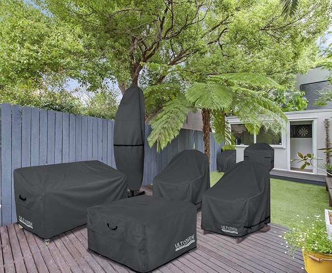ULTCOVER Patio Fire Pit Table Cover Square 32 inch Outdoor Waterproof Fire Bowl Cover, Black
