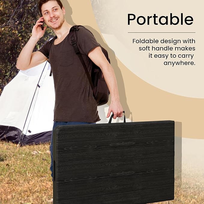 8 Feet Foldable Table with Built in Handle & Steel Legs | Heavy Duty Portable | Perfect for Party, Dining, Wedding, Events, Picnic Indoor, Outdoor, Camping, Utility, Temporary