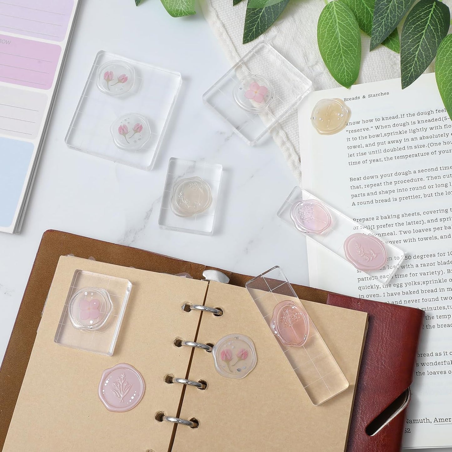 6 Pcs Acrylic Stamping Blocks,Clear Acrylic Stamp Block,Acrylics Blocks for Stamping,with Grid Lines for Scrapbooking Crafts Card Making, Assorted Sizes