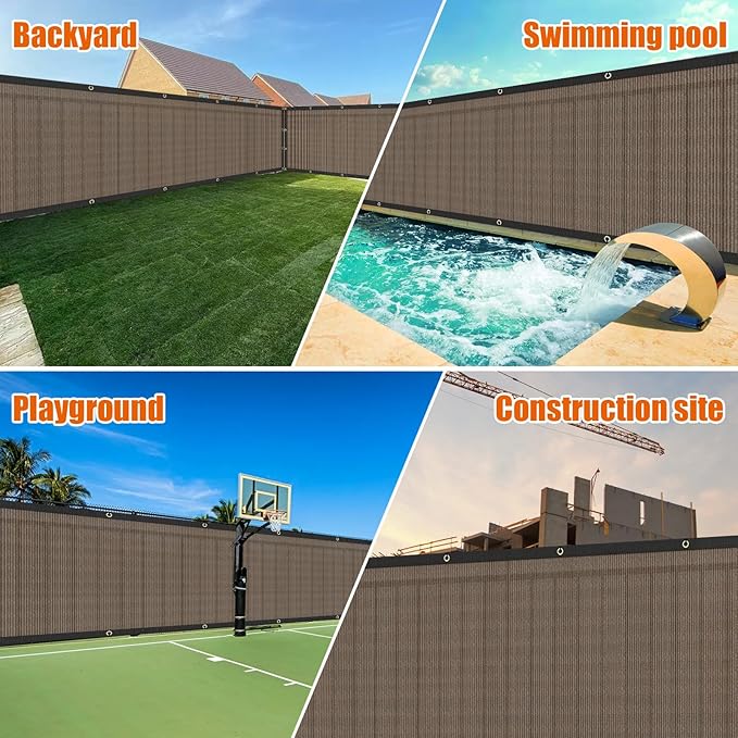 AYOHA 4' x 120' Privacy Fence Screen Fabric Mesh Shade Net Cover, Heavy Duty 160 GSM Privacy Barrier for Chain Link Fence, 90% Privacy Blockage, Excellent Airflow, Cable Zip Ties Included, Brown